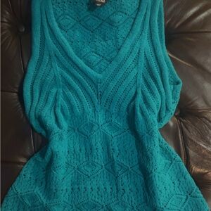 INC International Concepts Teal Textured Knit Top